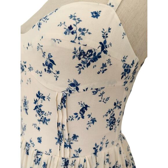 Reformation Dina Dress Orlaya Blue White Floral Size US 8 - Picture 9 of 11